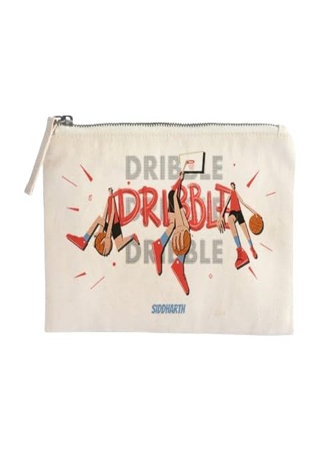 Zooboo Catch All Pouch Personalized with Kid's Names, 100% Cotton with Zipper, Pencil Pouch for Boys and Girls, School Supply Stationery Box Organizer for Students Basketball Fever Boy - Image 1